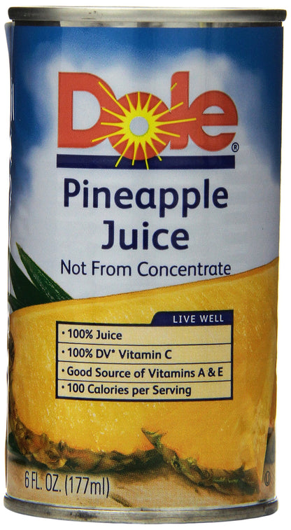 Dole Pineapple Juice, 6 Fl Oz (Pack of 24)