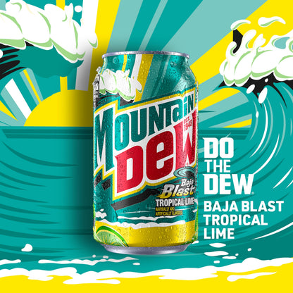 Mountain Dew Soda, 2 Flavor Baja Blast Variety Pack (Baja Blast, Original Dew), 12 Fl Oz Cans (Pack of 18)