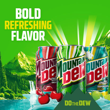 Mountain Dew Soda, 2 Flavor Baja Blast Variety Pack (Baja Blast, Original Dew), 12 Fl Oz Cans (Pack of 18)
