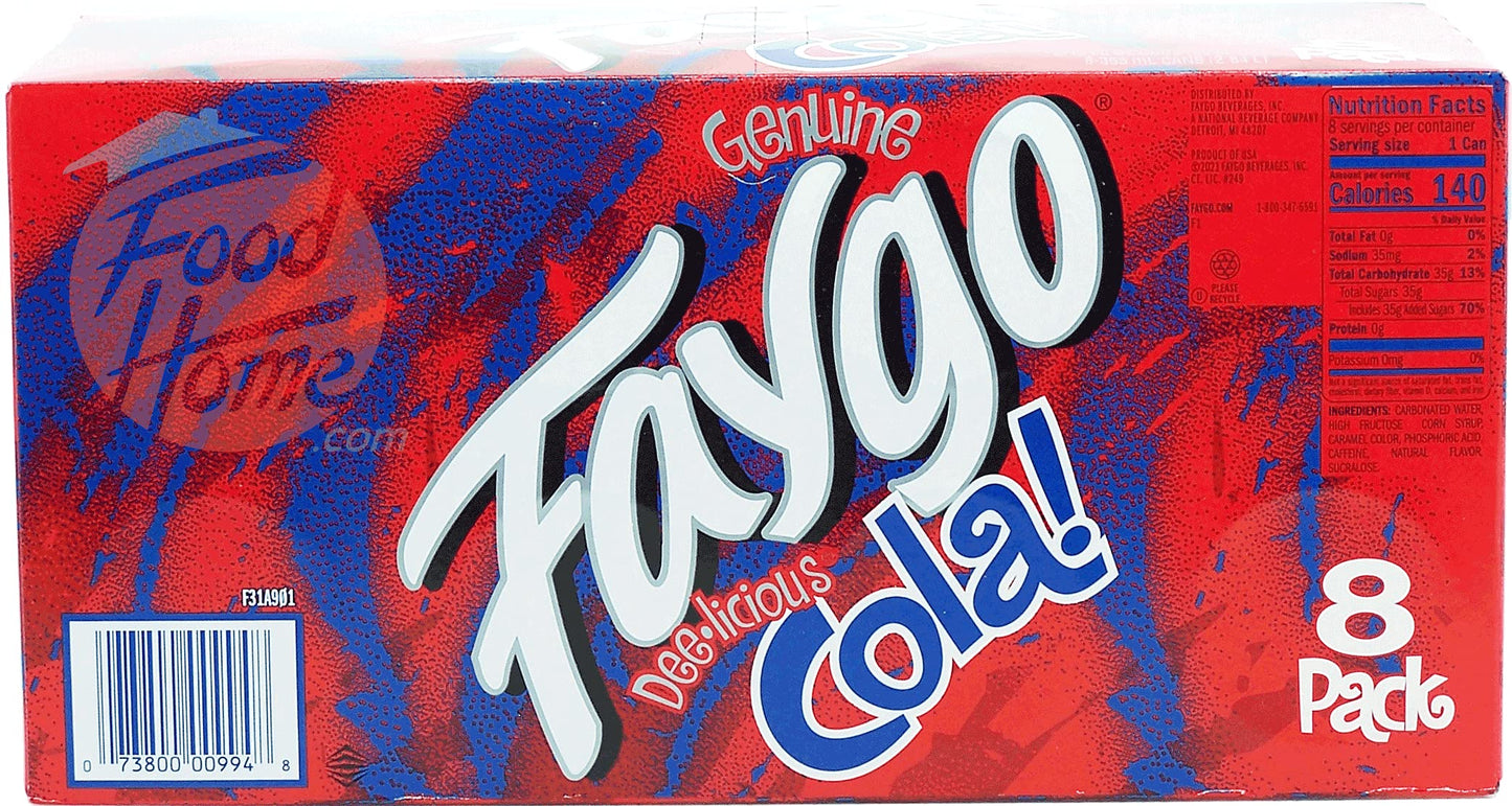 Faygo Cola! flavored soda pop. 8-pack 12-fl. oz. cans in box (1)