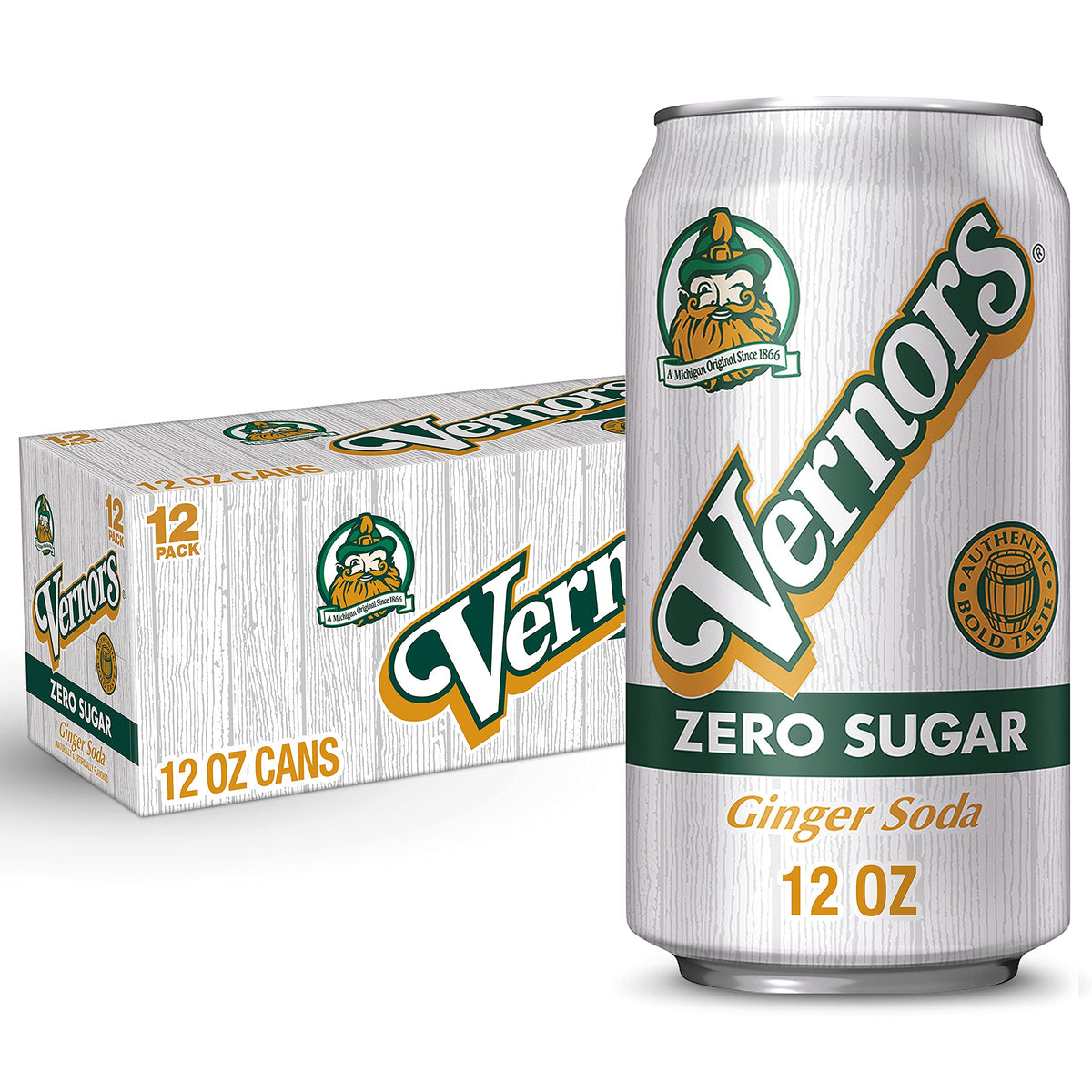 Vernors Classic Original Zero Sugar Ginger Ale Soda Soft Drink - 3 Cases (36 Cans)