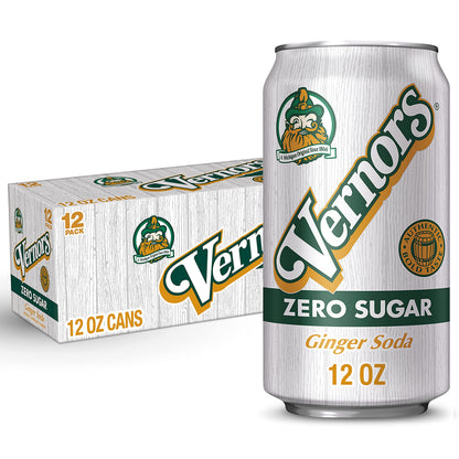 Vernors Classic Original Zero Sugar Ginger Ale Soda Soft Drink - 3 Cases (36 Cans)