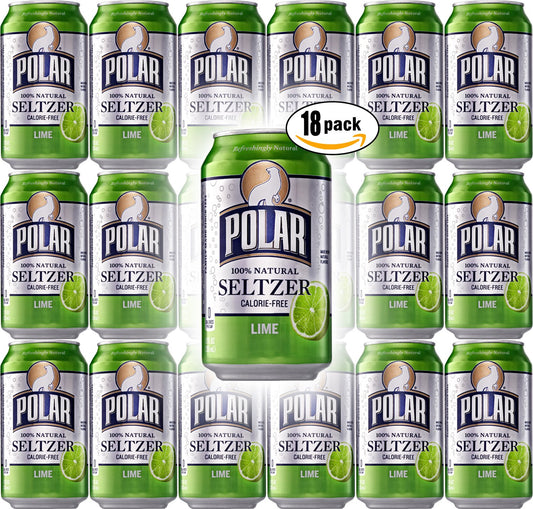 Polar Seltzer Lime, 12oz Cans (Pack of 18, Total of 216 Oz)