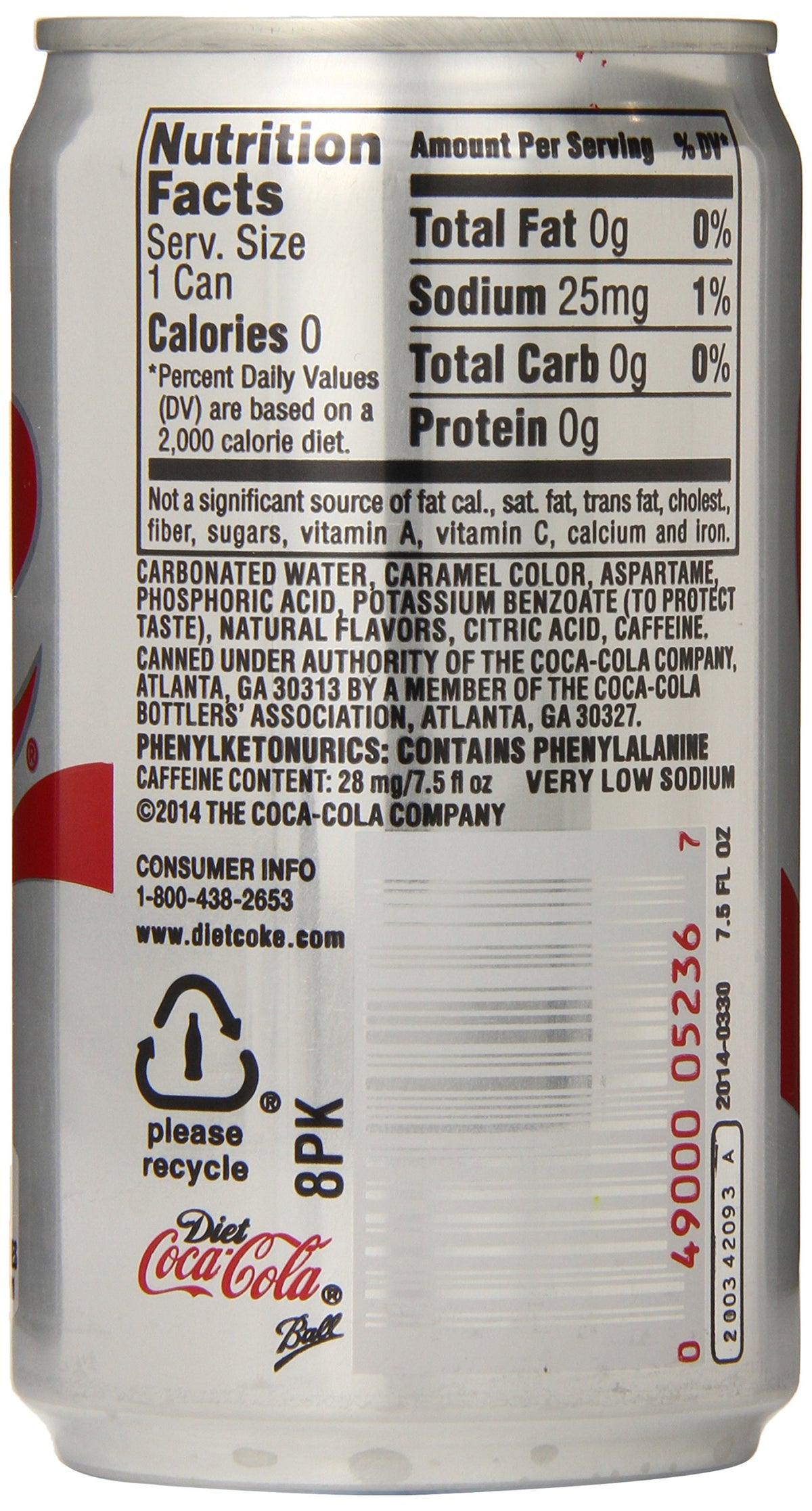 Diet Coke Mini-Cans, 7.5 fl oz (Pack of 24)