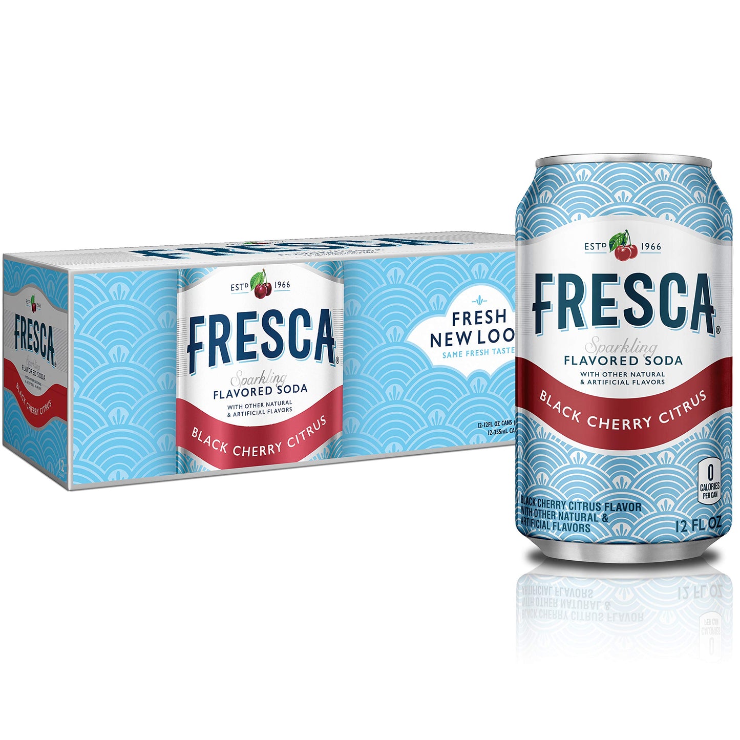 Fresca Black Cherry Soda Sparkling Flavored Soft Drink Zero Calorie and Sugar Free, 12 fl oz, 12 Pack