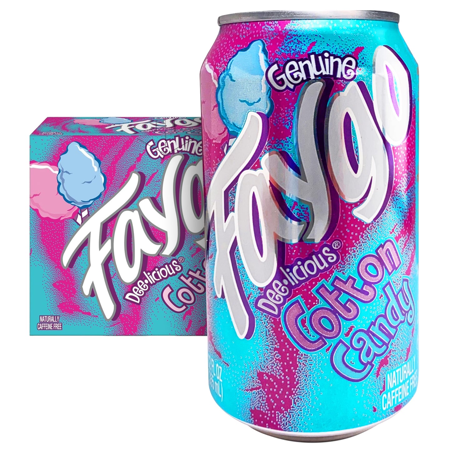 Faygo Cotton Candy Soda | Sweet Carnival Treat in a Can | 12-Pack of 12oz Cans | Vibrant, Caffeine-Free Soft Drink Bursting with Classic Blue Cotton Candy Flavor