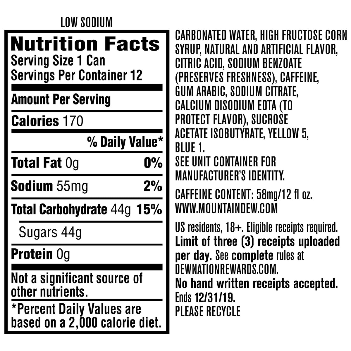 Mountain Dew, Baja Blast, 12 fl oz. cans (18 Pack)