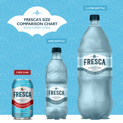 Fresca Black Cherry Soda Sparkling Flavored Soft Drink Zero Calorie and Sugar Free, 12 fl oz, 12 Pack