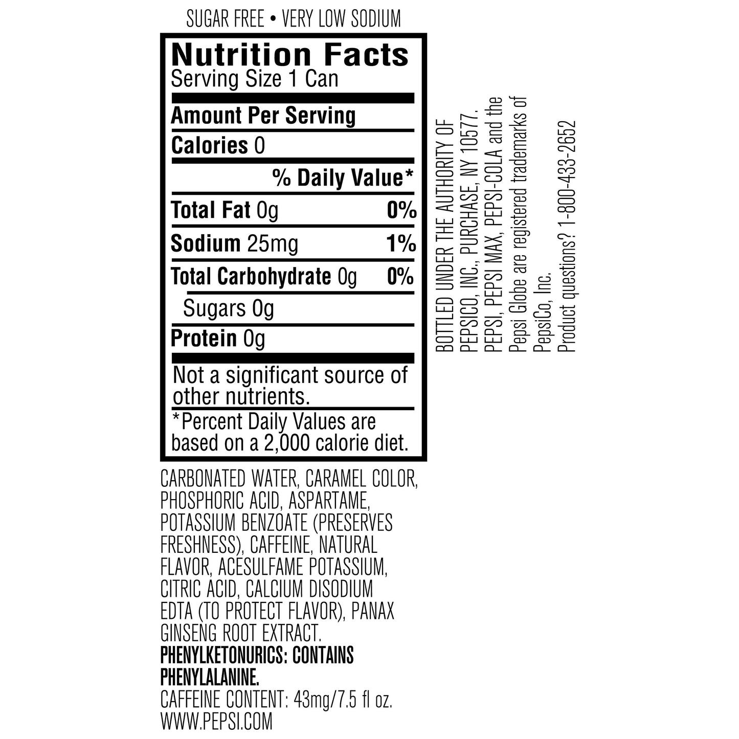 Pepsi Zero Sugar, 8 ct, 7.5oz Cans