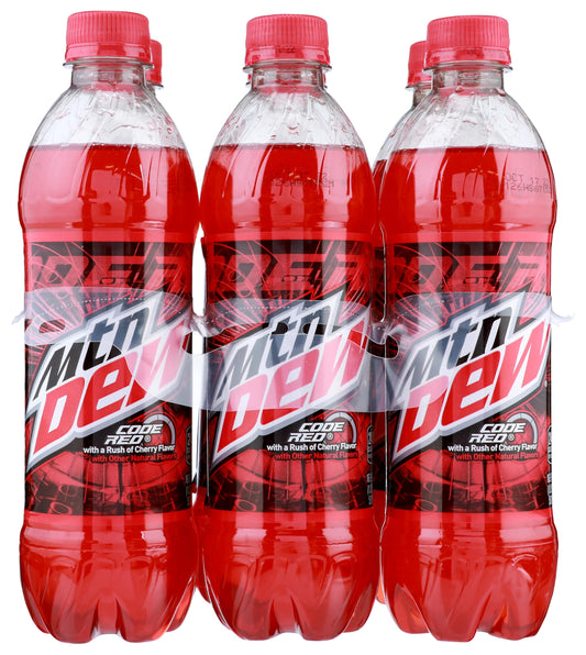 Mountain Dew Code Red Soda, 16.9 oz bottle (6 count)