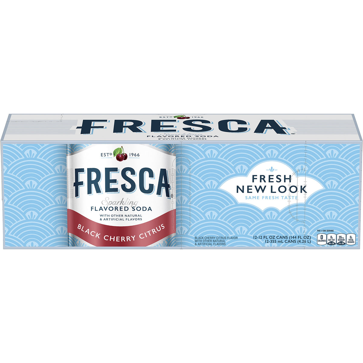 Fresca Black Cherry Soda Sparkling Flavored Soft Drink Zero Calorie and Sugar Free, 12 fl oz, 12 Pack