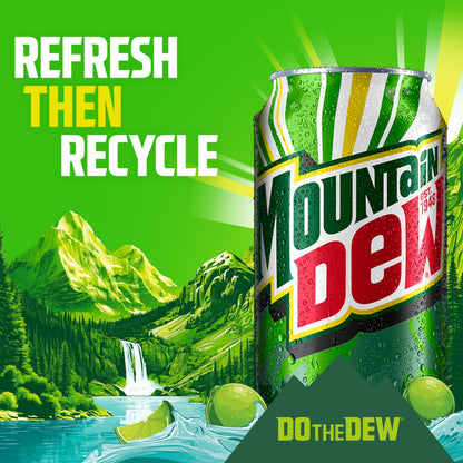 Mountain Dew Soda, 2 Flavor Baja Blast Variety Pack (Baja Blast, Original Dew), 12 Fl Oz Cans (Pack of 18)