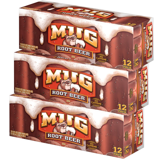 Mug Root Beer Soda, Fridge Pack Bundle, 12 fl oz, 36 Cans