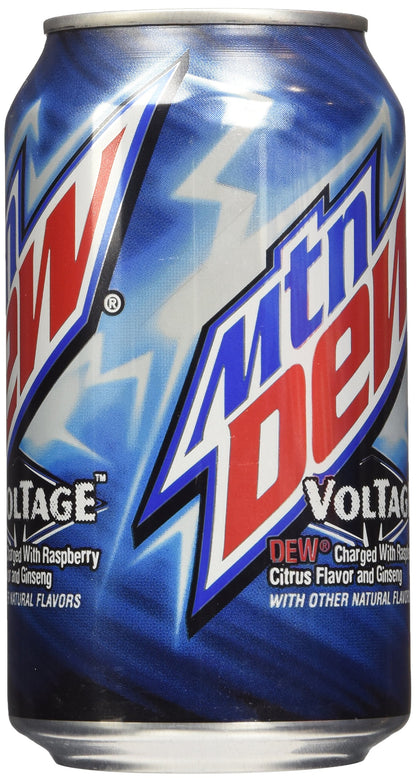 Mountain Dew Voltage Raspberry Ginseng Citrus Soda, 12 Ounce (12 Cans)