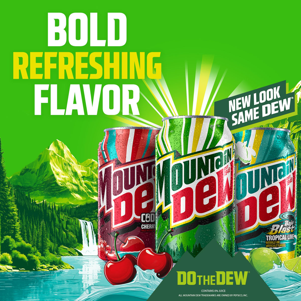 Mountain Dew, 2 Flavor Baja Variety Pack (Baja Cabo Citrus, Baja Blast), 12 Fl Oz Cans (Pack of 18)