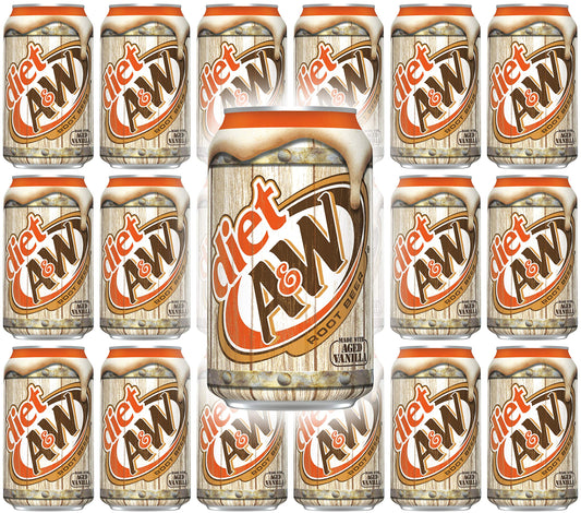 A&W Diet Root Beer, 12 Fl Oz Can, (Pack of 18, Total of 216 Fl Oz)