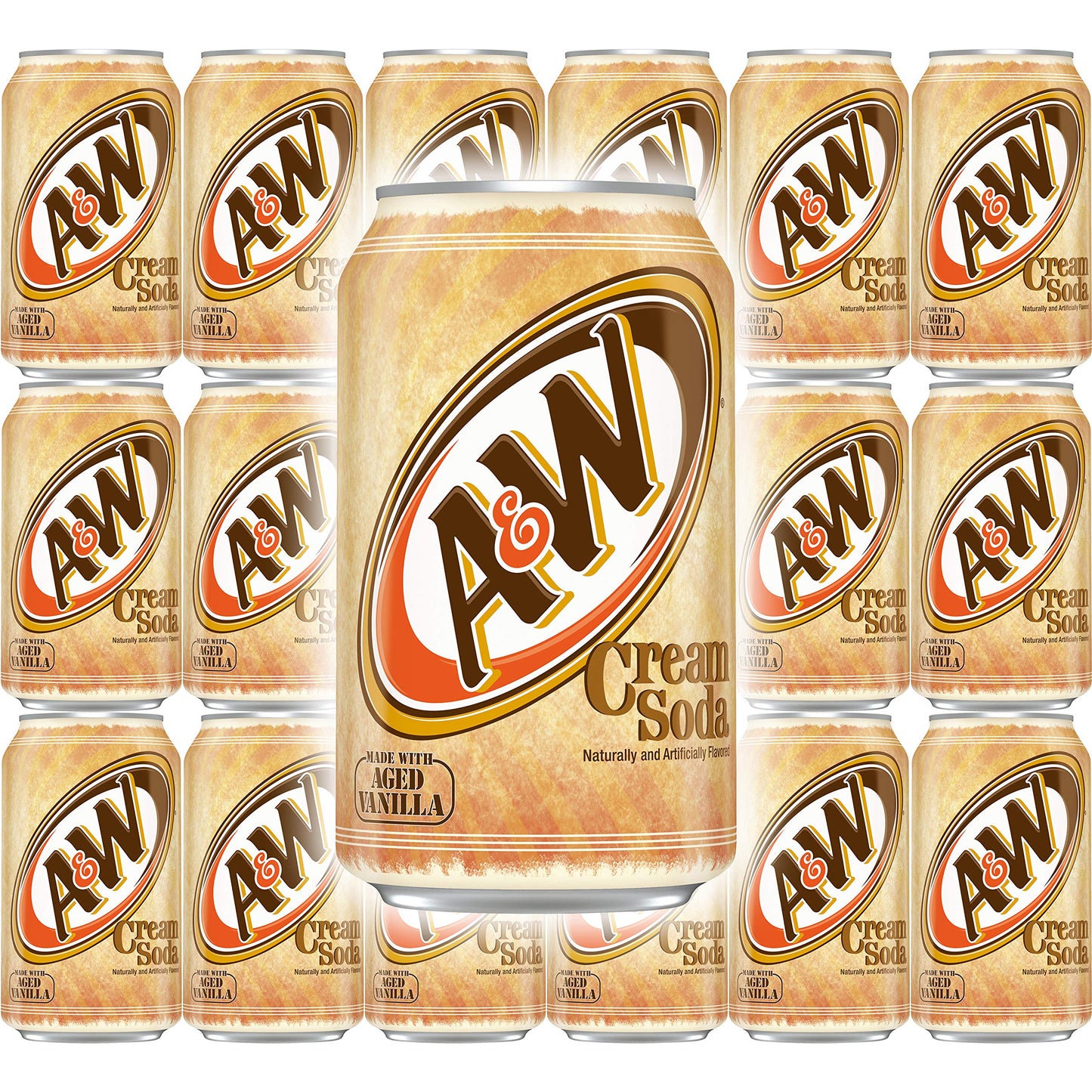 A&W Cream Soda, Made With Aged Vanilla, 12 Fl Oz Can, (Pack of 18, Total of 216 Fl Oz)