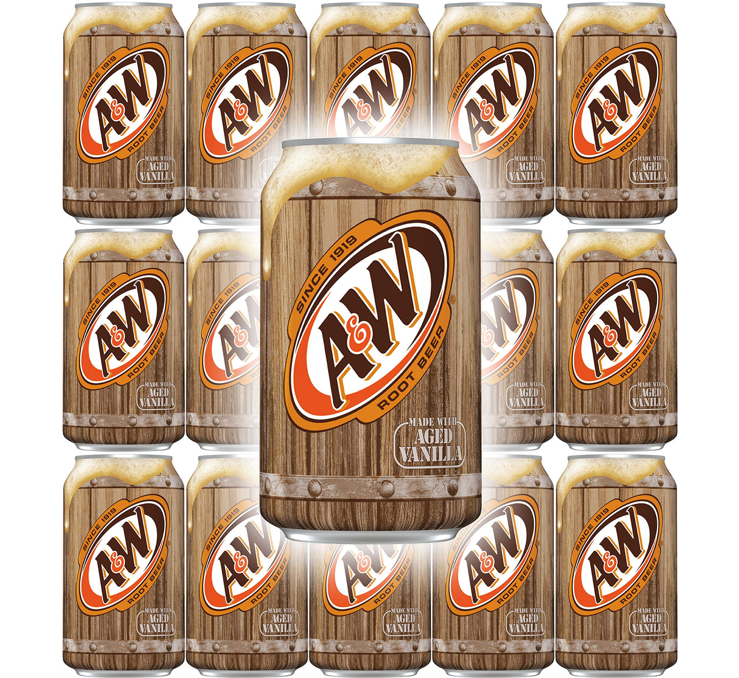 A&W Root Beer, 12 Fl Oz Can, (Pack of 15, Total of 180 Fl Oz)